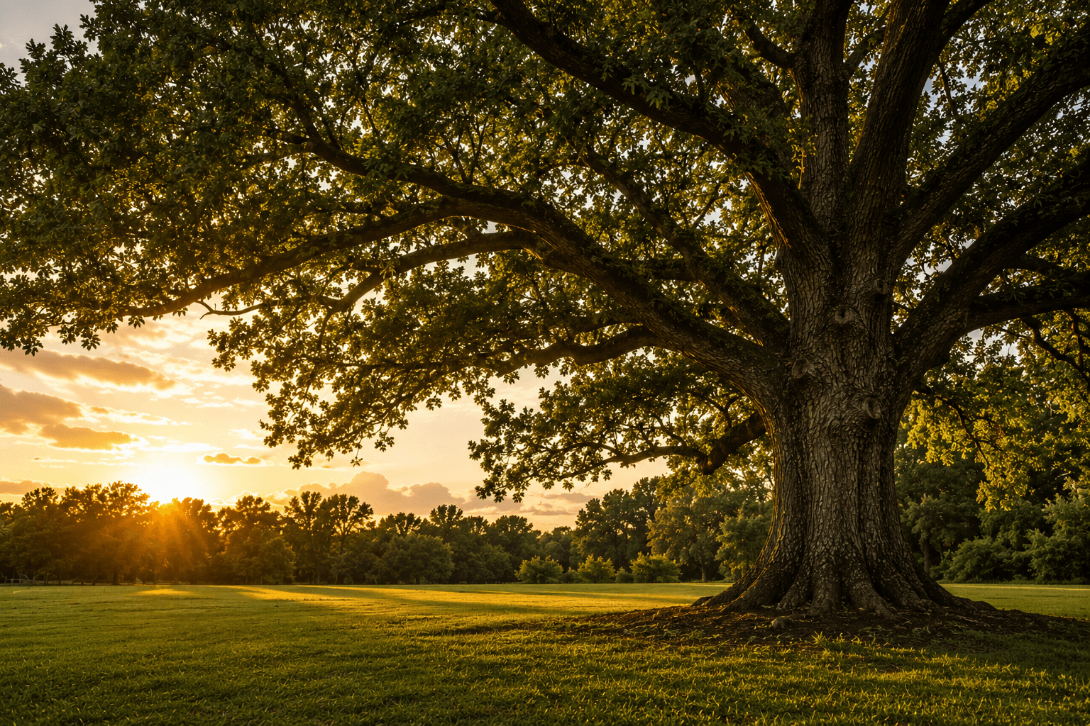 Mature East Texas tree at sunset